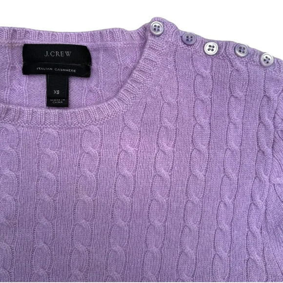 J. Crew Italian Cashmere Light Purple Small Cable Knit Sweater Size XS - Picture 4 of 6